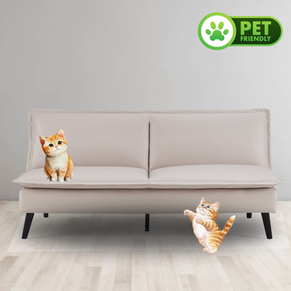 180CM 3 Seater Pet Friendly Light Brown Sofa Bed