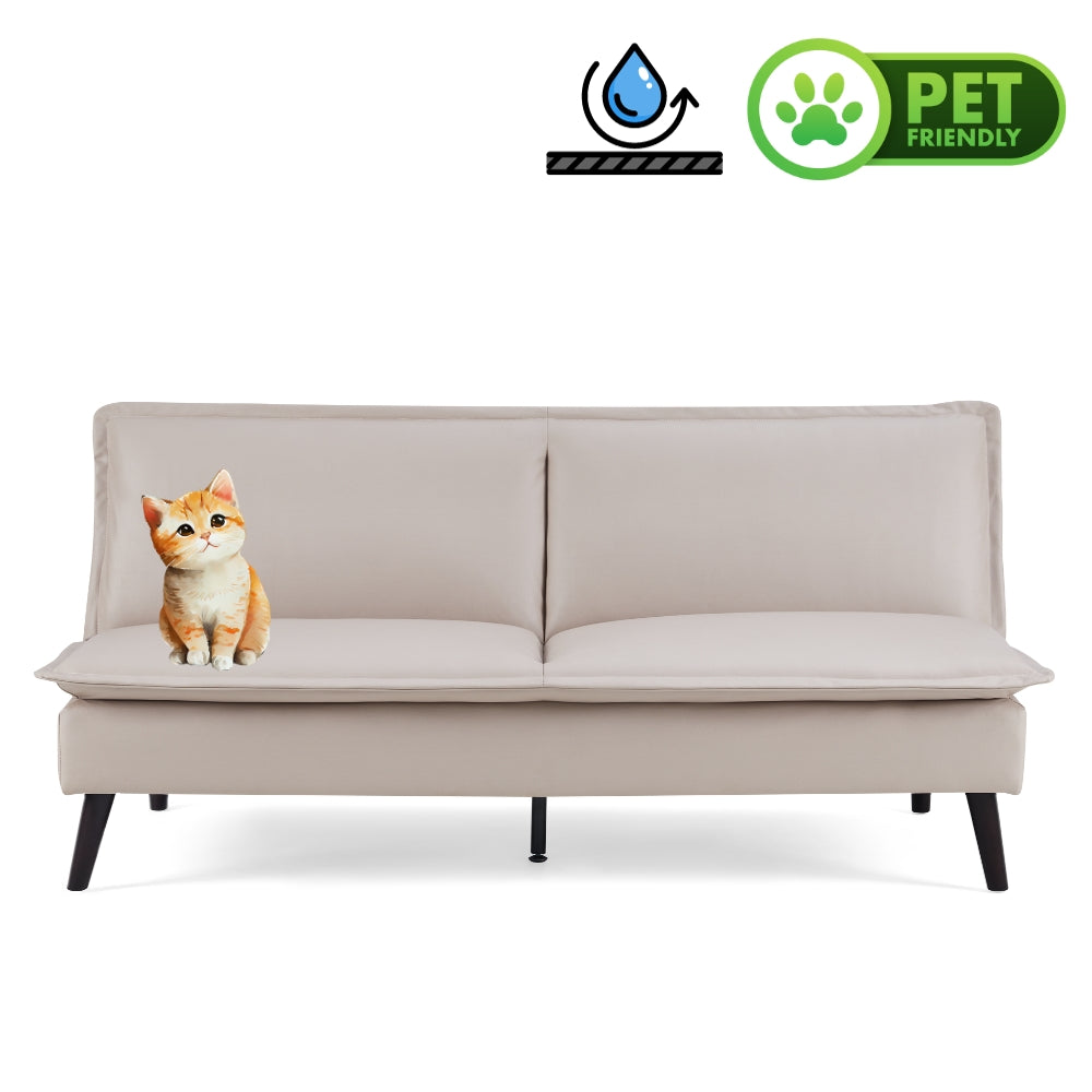 180CM 3 Seater Pet Friendly Light Brown Sofa Bed