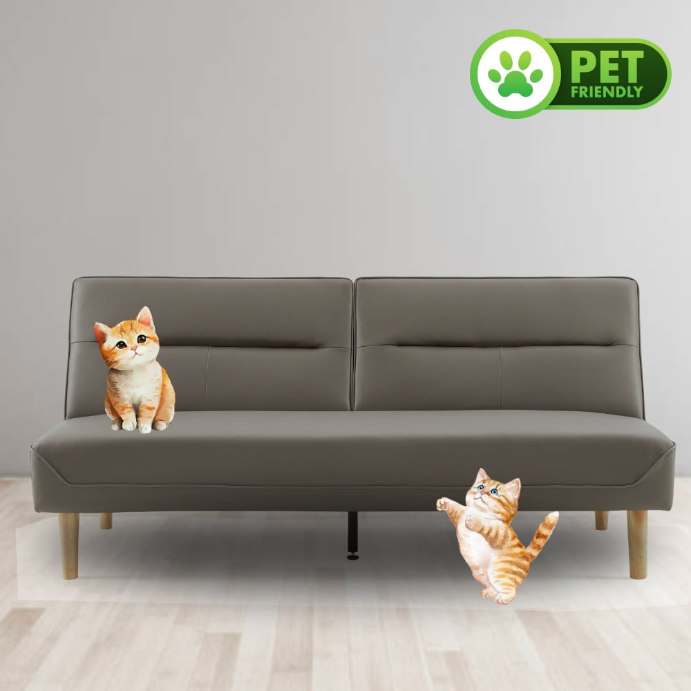 180CM 3 Seater Pet Friendly Brown Sofa Bed