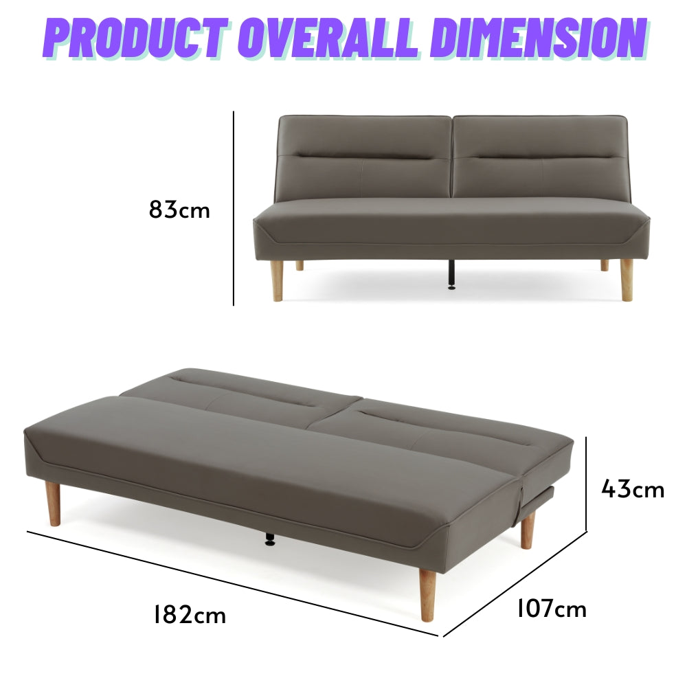 180CM 3 Seater Pet Friendly Brown Sofa Bed