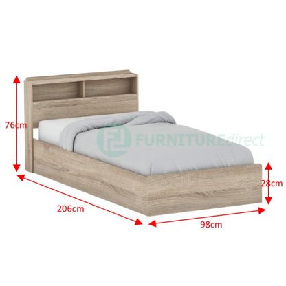 Single Size Storage Oak Bed Frame