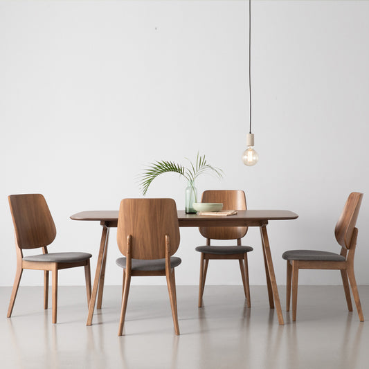 6 Seater Solid Cocoa Bent Wood Dining Set