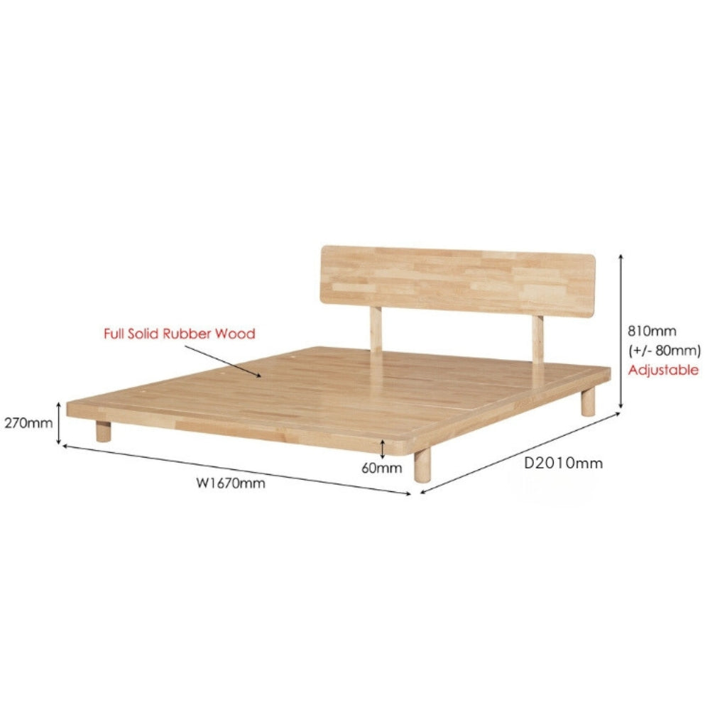 Full Solid Wood Natural King Bed Frame