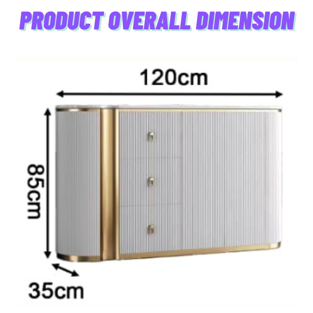 120CM White Ceramic Top Side Board