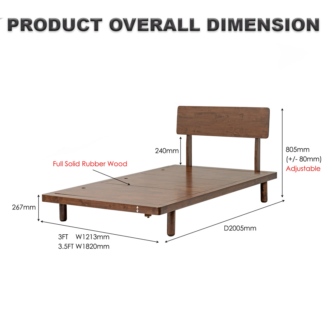 Full Solid Wood Single Size Bed Frame